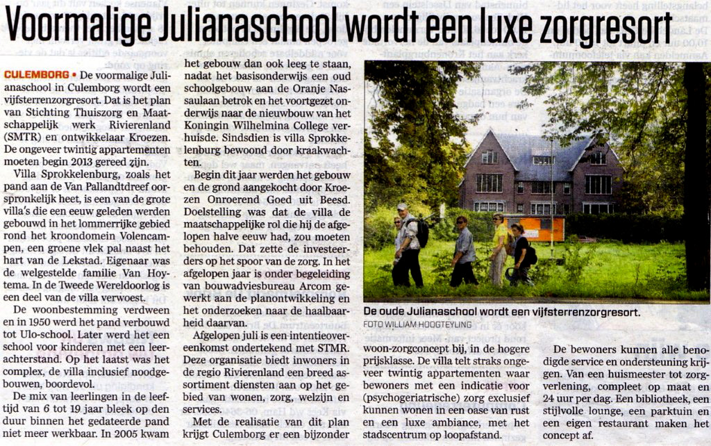 Julianaschool wordt een zorginstelling.